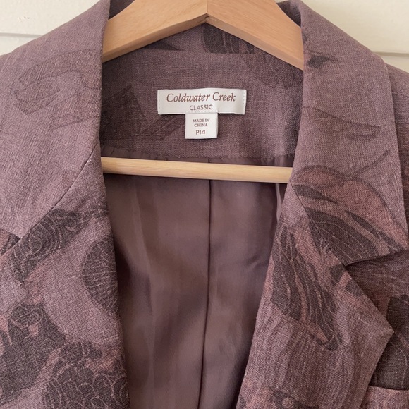 Dusty Plum Linen Blend Abstract Print Boyfriend Blazer EUC - Picture 2 of 16